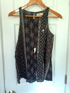 Hollister Black Mixed Media High Neck Swing Tunic